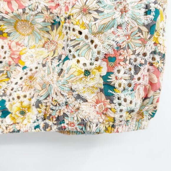 Solitaire Womens Boho Cottagecore Eyelet Off Shoulder Crop Top Blouse Size M - Picture 5 of 7